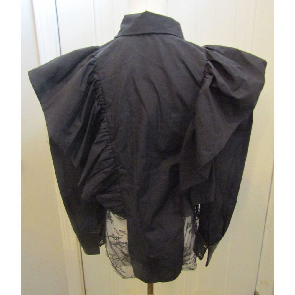 Chic Black Ruffled Blouse - Picture 4 of 10